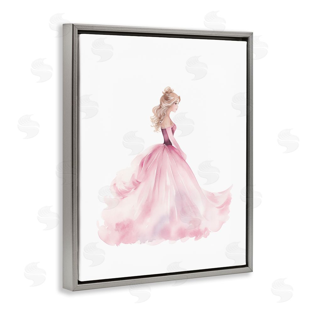 Christine Simpson Art Princess Joy Ballgown Gray Floating Frame Canvas Wall Art Print