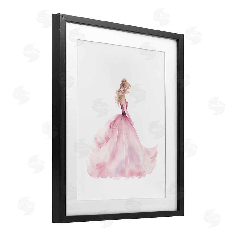 Christine Simpson Art Princess Joy Ballgown Black Framed Print Under Glass with White Mat Wall Art
