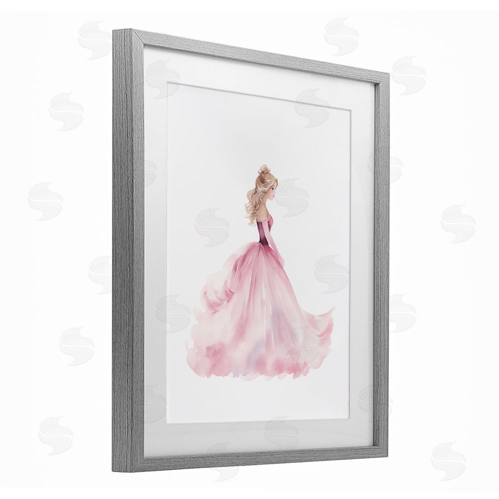 Christine Simpson Art Princess Joy Ballgown Gray Framed Print Under Glass with White Mat Wall Art