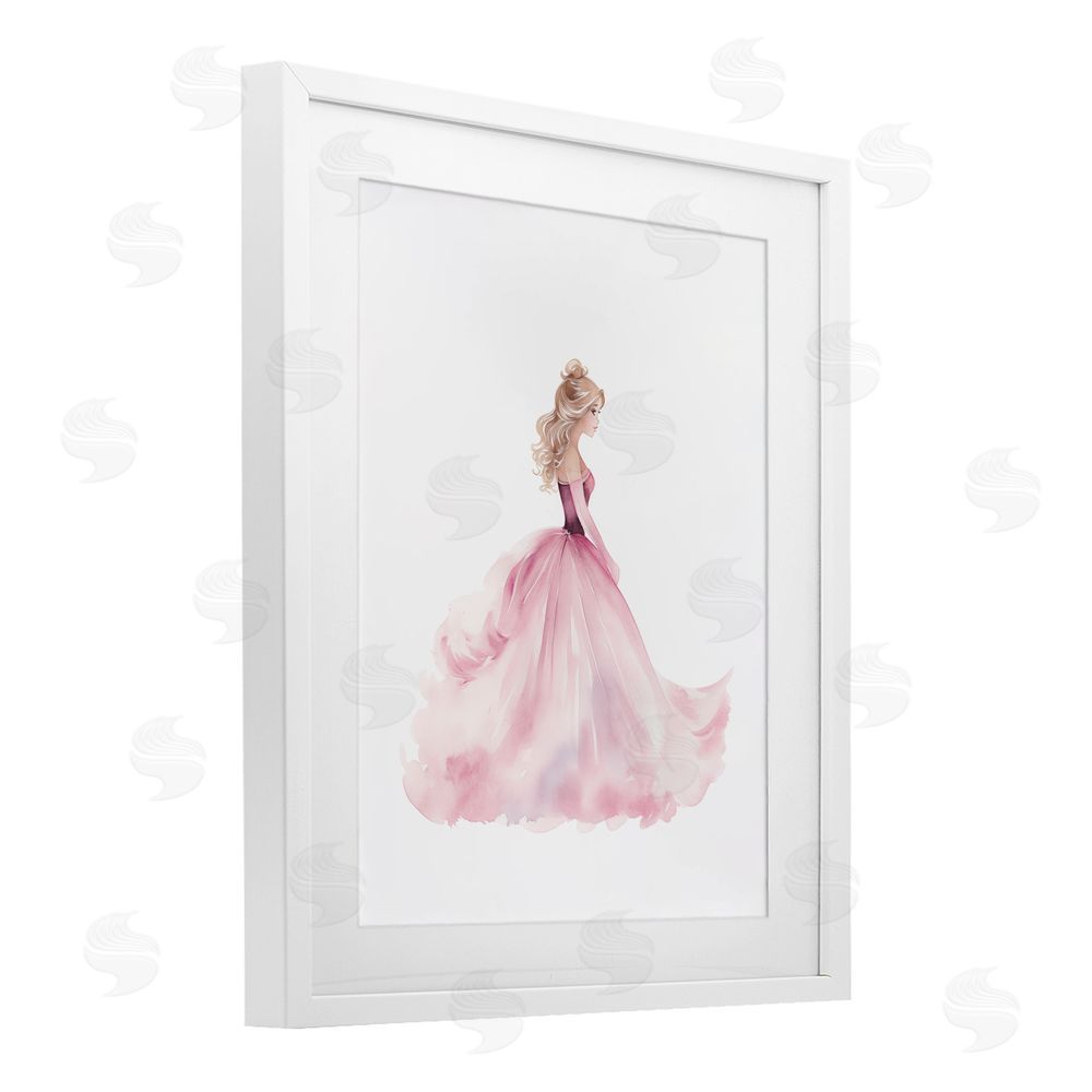 Christine Simpson Art Princess Joy Ballgown White Framed Print Under Glass with Mat Wall Art