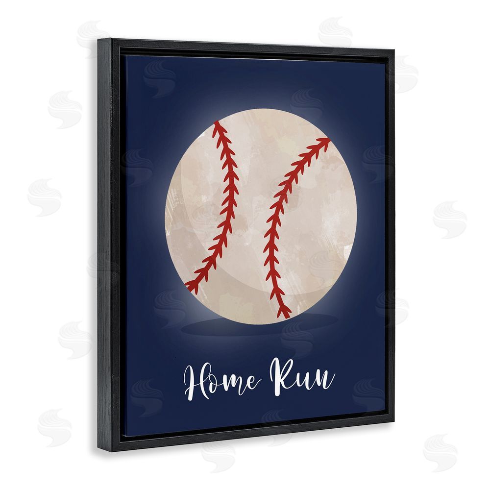 Christine Simpson Art Game On Home Run Black Floating Frame Canvas Wall Art Print