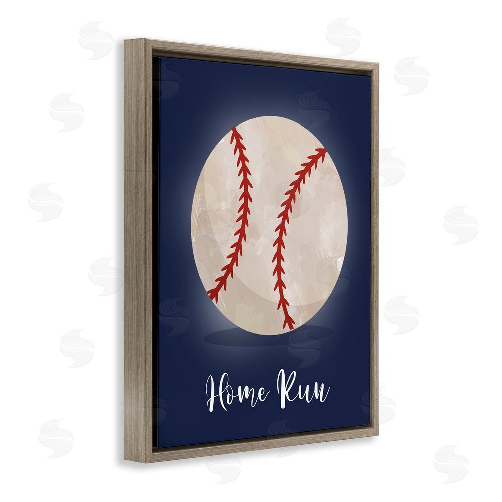 Christine Simpson Art Game On Home Run Brown Floating Frame Canvas Wall Art Print