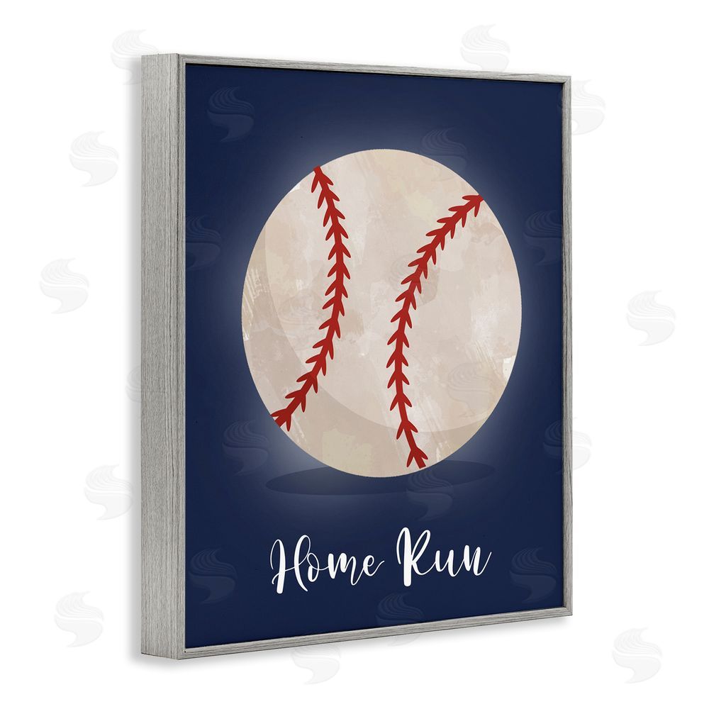 Christine Simpson Art Game On Home Run Gray Framed Giclee Wall Art Print