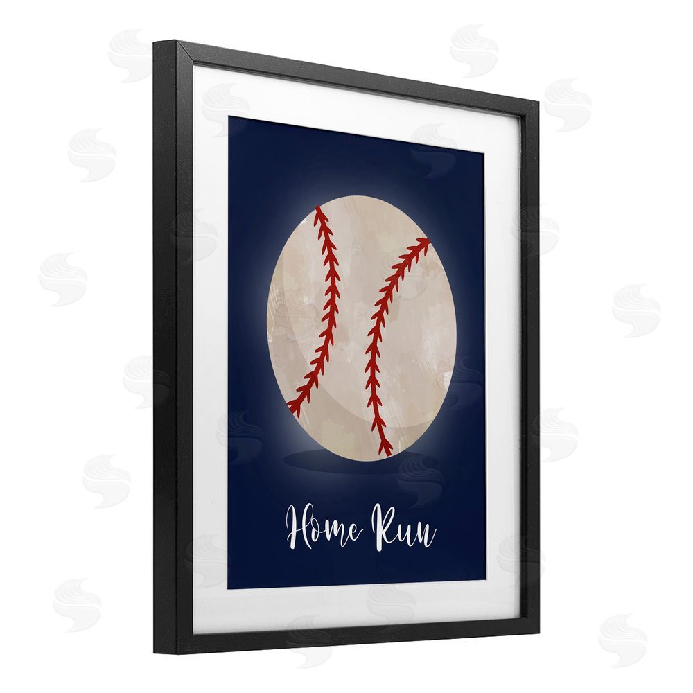 Christine Simpson Art Game On Home Run Black Framed Print Under Glass with White Mat Wall Art