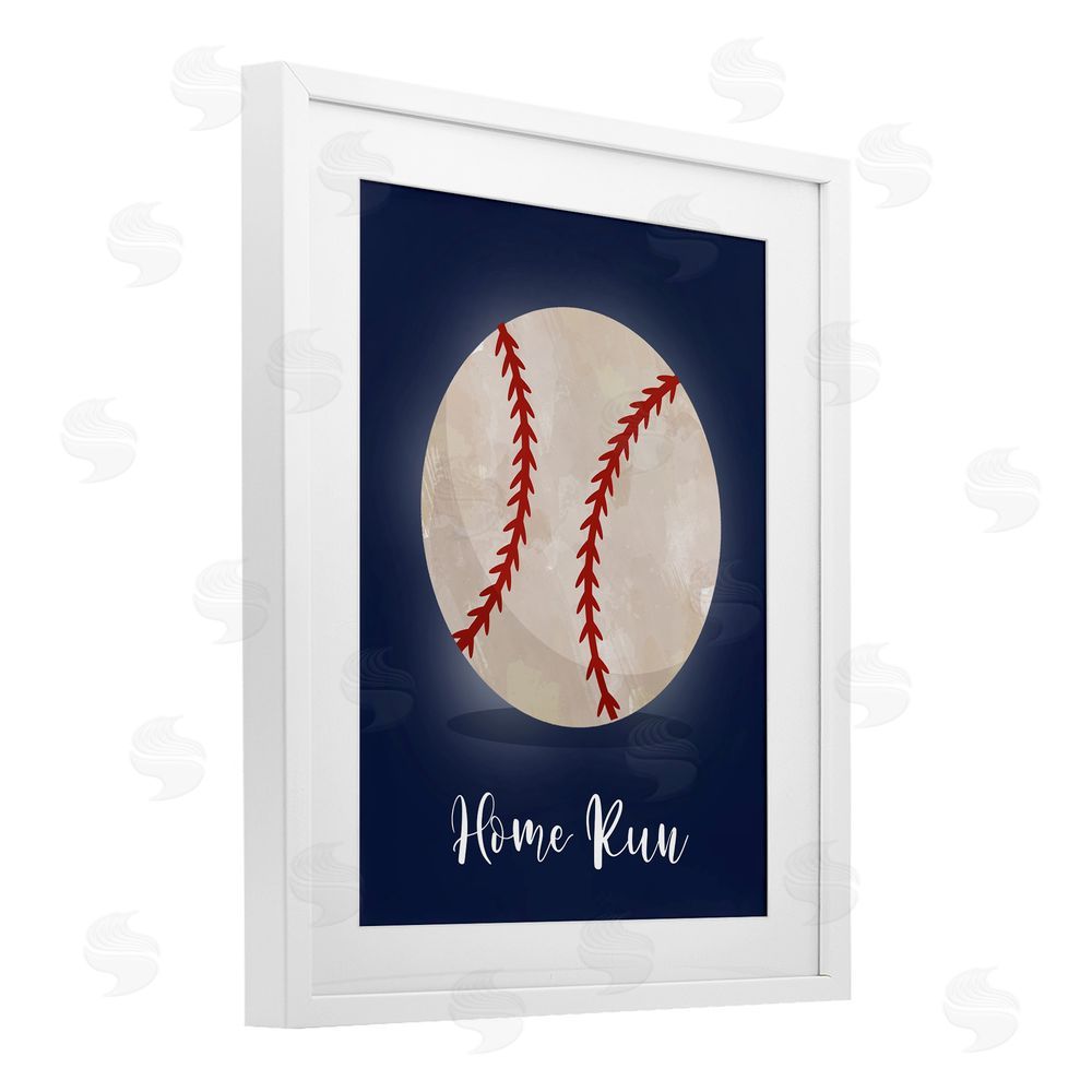 Christine Simpson Art Game On Home Run White Framed Print Under Glass with Mat Wall Art
