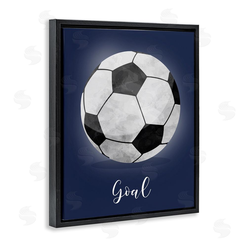 Christine Simpson Art Game On Soccer Goal Black Floating Frame Canvas Wall Art Print