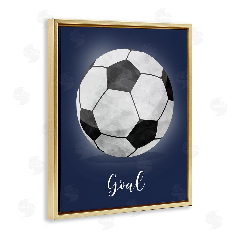 Christine Simpson Art Game On Soccer Goal Gold Floating Frame Canvas Wall Art Print