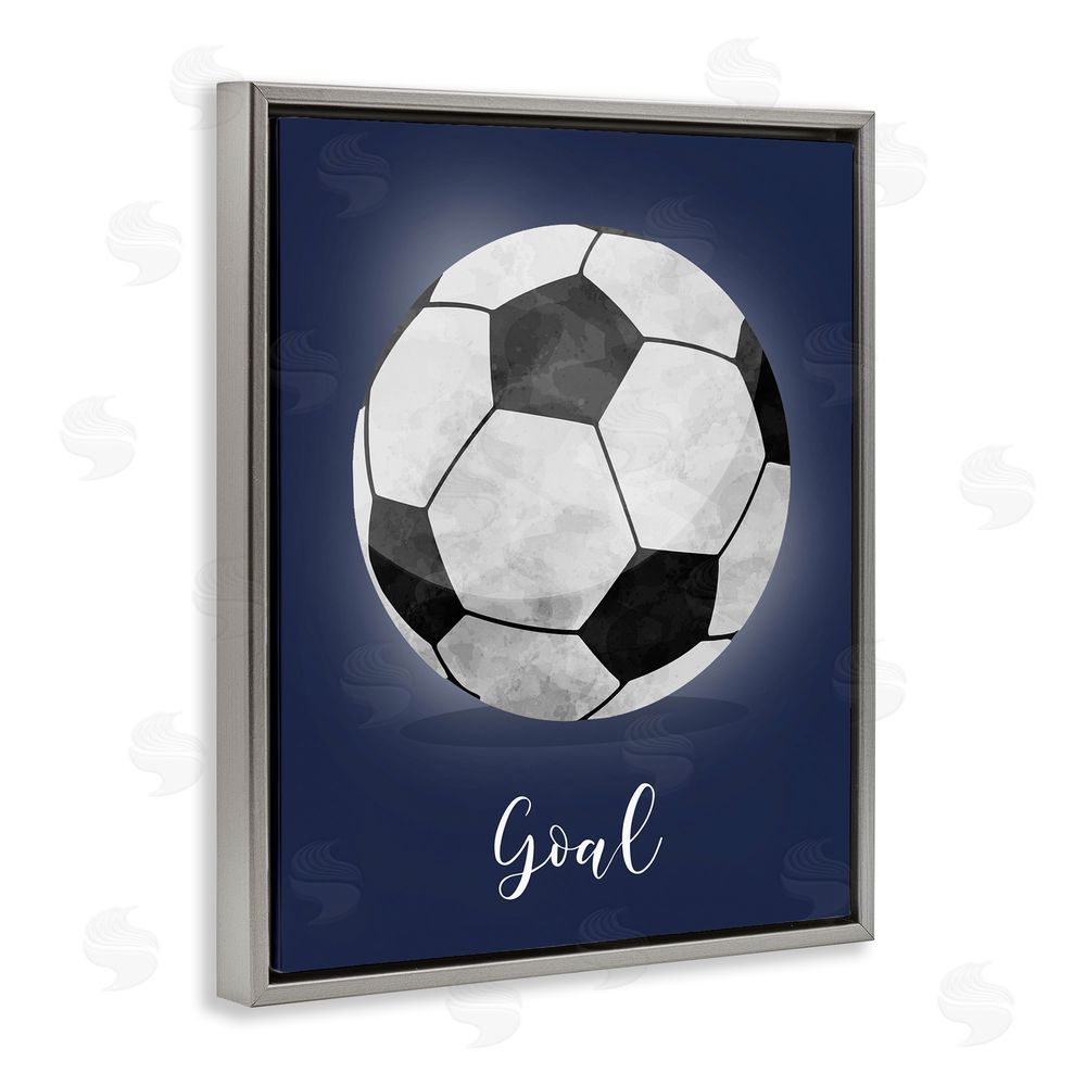 Christine Simpson Art Game On Soccer Goal Gray Floating Frame Canvas Wall Art Print