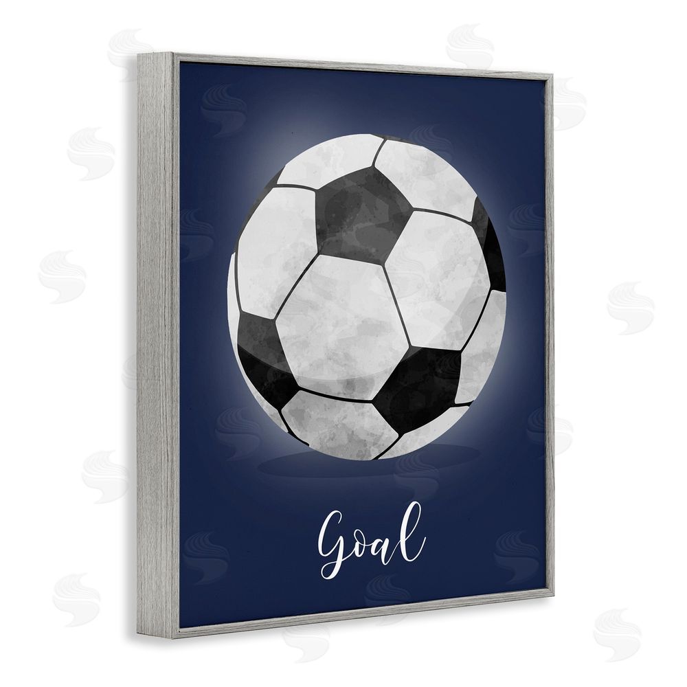 Christine Simpson Art Game On Soccer Goal Gray Framed Giclee Wall Art Print