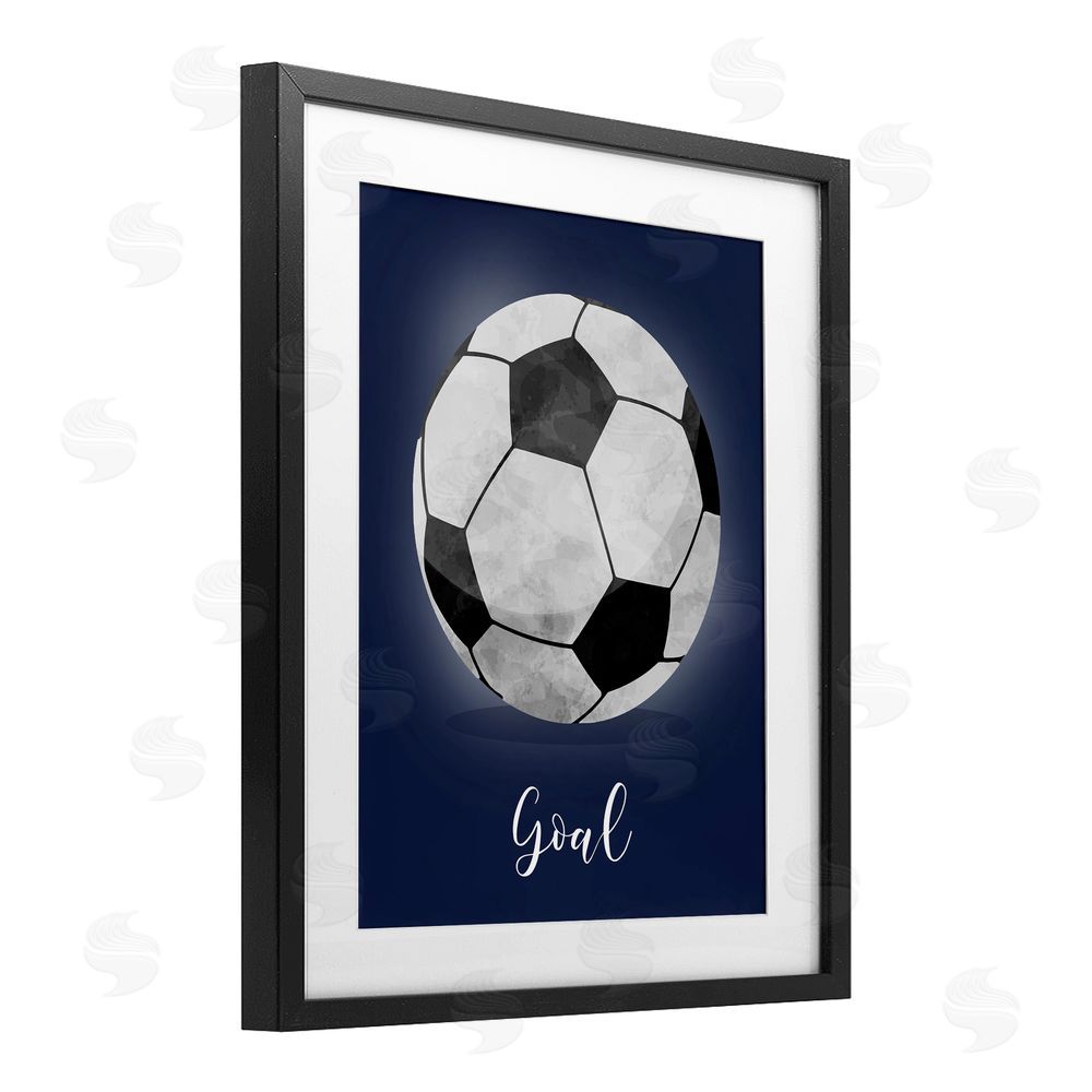 Christine Simpson Art Game On Soccer Goal Black Framed Print Under Glass with White Mat Wall Art