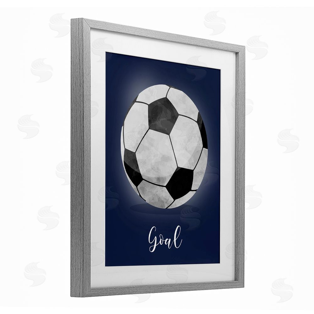 Christine Simpson Art Game On Soccer Goal Gray Framed Print Under Glass with White Mat Wall Art