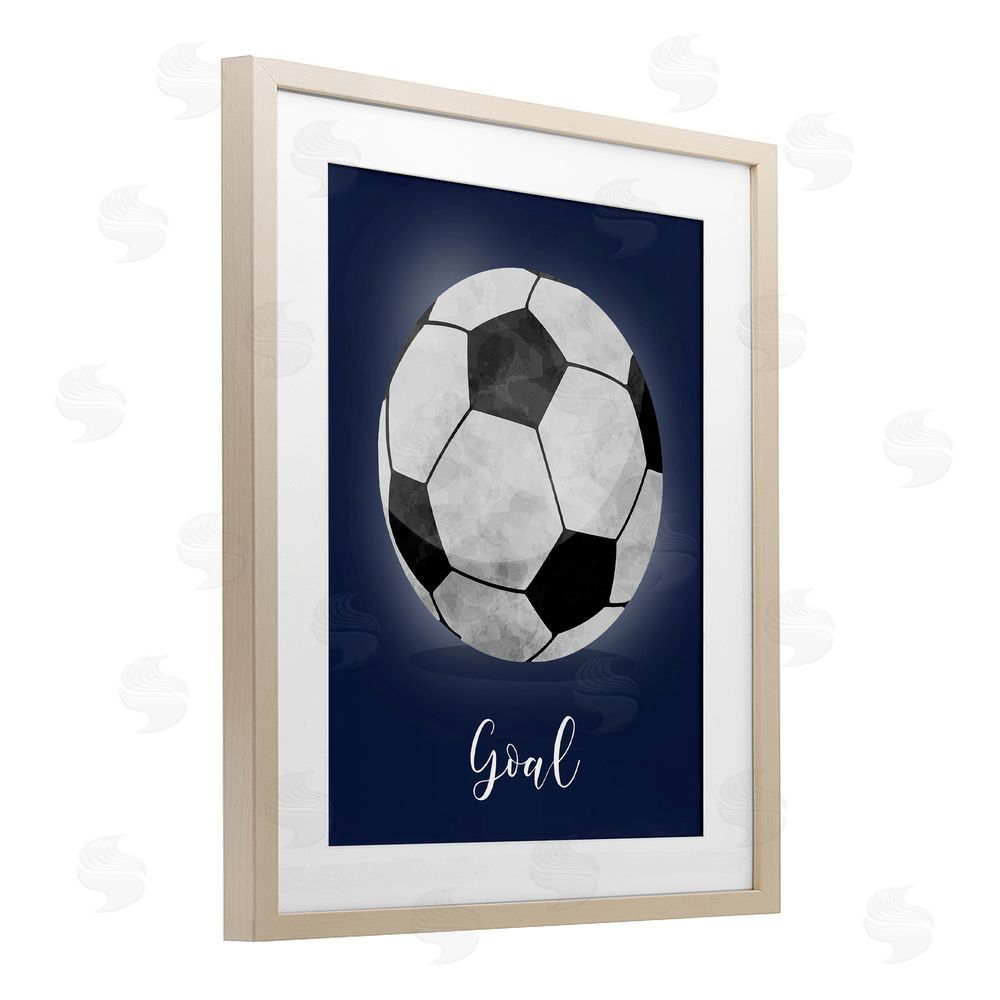Christine Simpson Art Game On Soccer Goal Birch Framed Print Under Glass with White Mat Wall Art