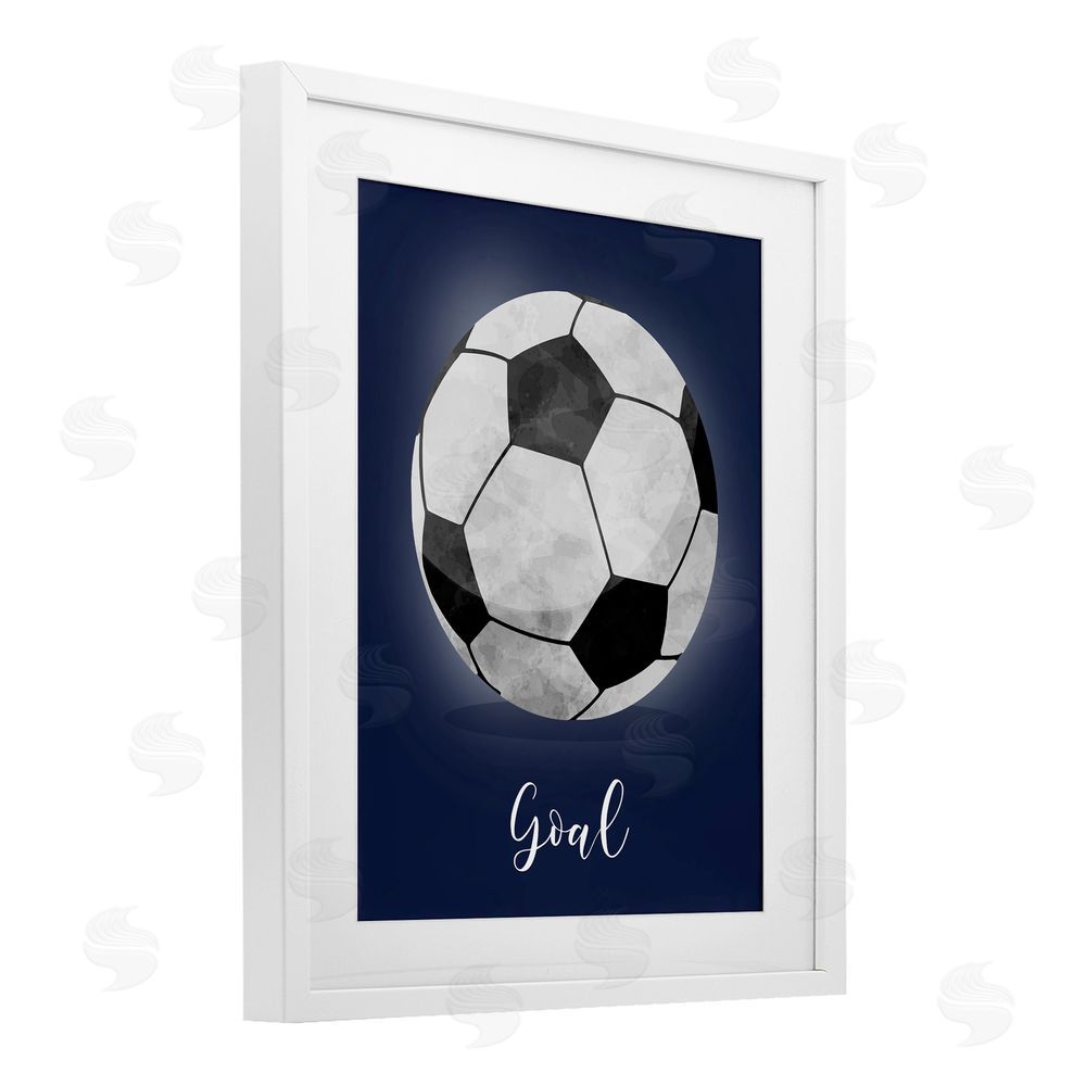 Christine Simpson Art Game On Soccer Goal White Framed Print Under Glass with Mat Wall Art