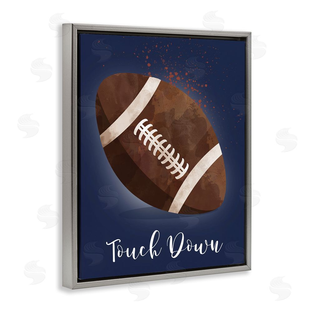 Christine Simpson Art Game On Touch Down Gray Floating Frame Canvas Wall Art Print