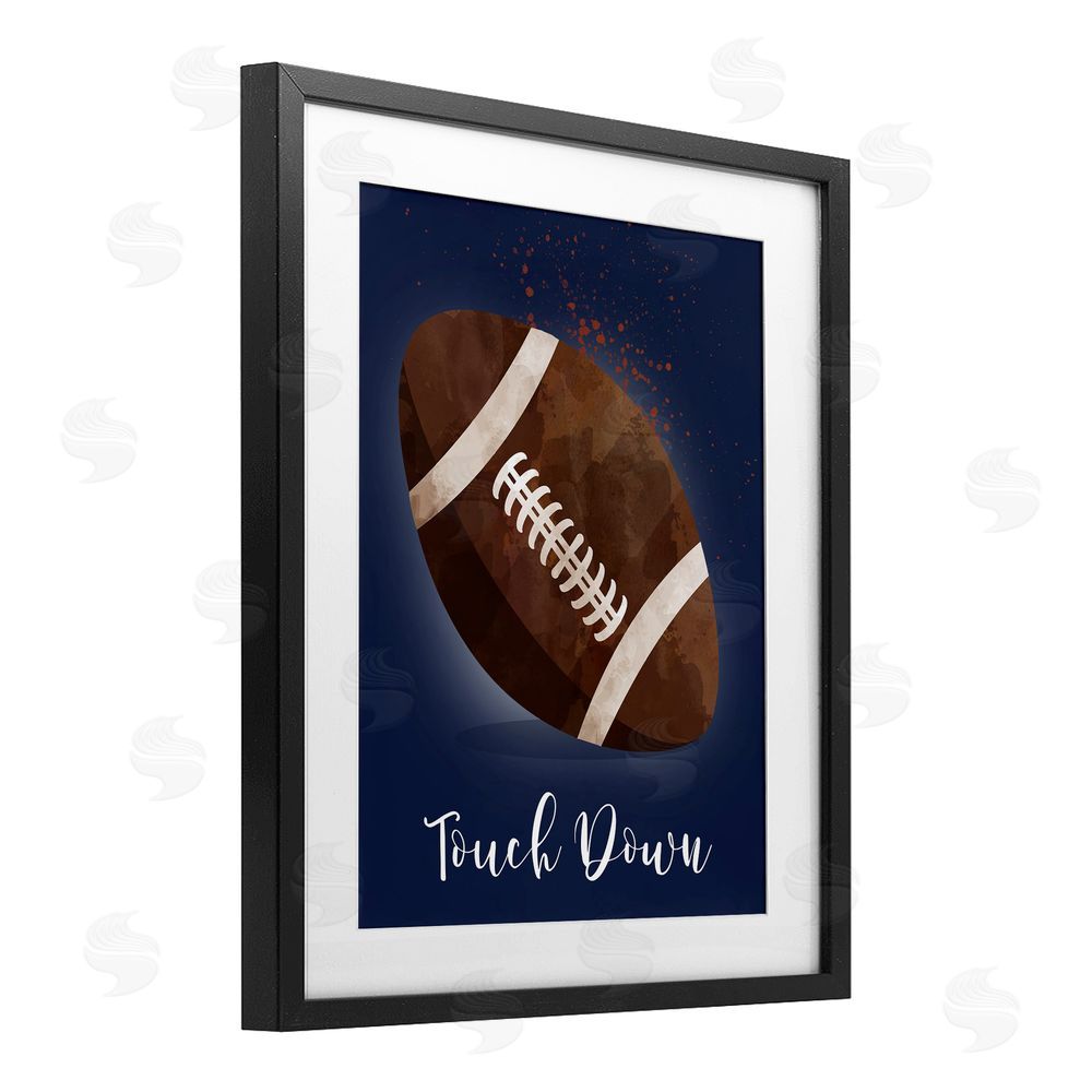 Christine Simpson Art Game On Touch Down Black Framed Print Under Glass with White Mat Wall Art