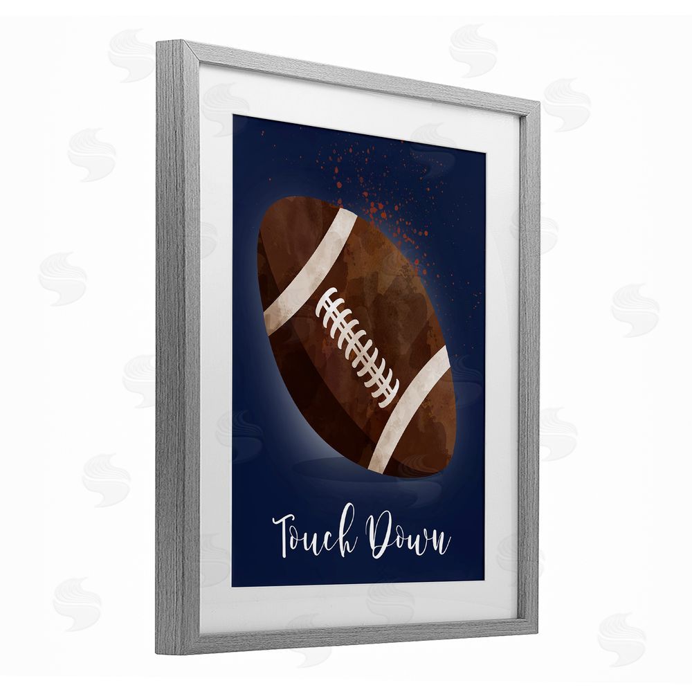 Christine Simpson Art Game On Touch Down Gray Framed Print Under Glass with White Mat Wall Art