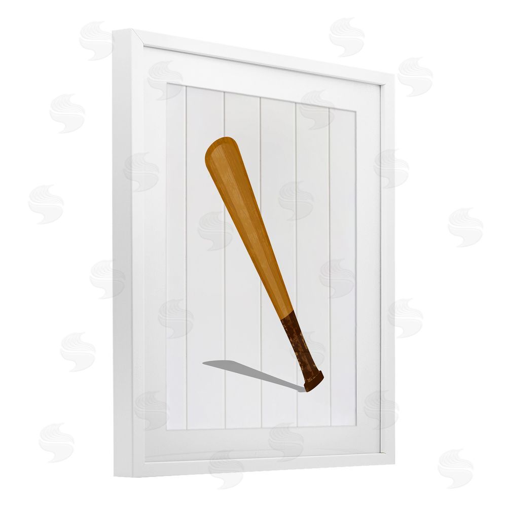 Christine Simpson Art Sporty Baseball Bat White Framed Print Under Glass with Mat Wall Art