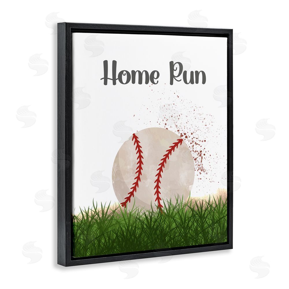 Christine Simpson Art Have A Ball Home Run Black Floating Frame Canvas Wall Art Print