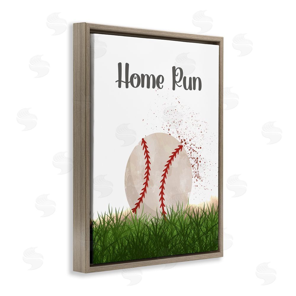 Christine Simpson Art Have A Ball Home Run Brown Floating Frame Canvas Wall Art Print