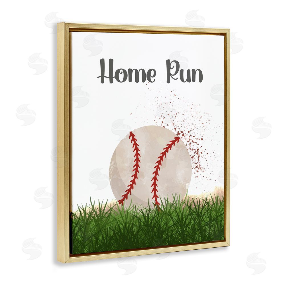 Christine Simpson Art Have A Ball Home Run Gold Floating Frame Canvas Wall Art Print