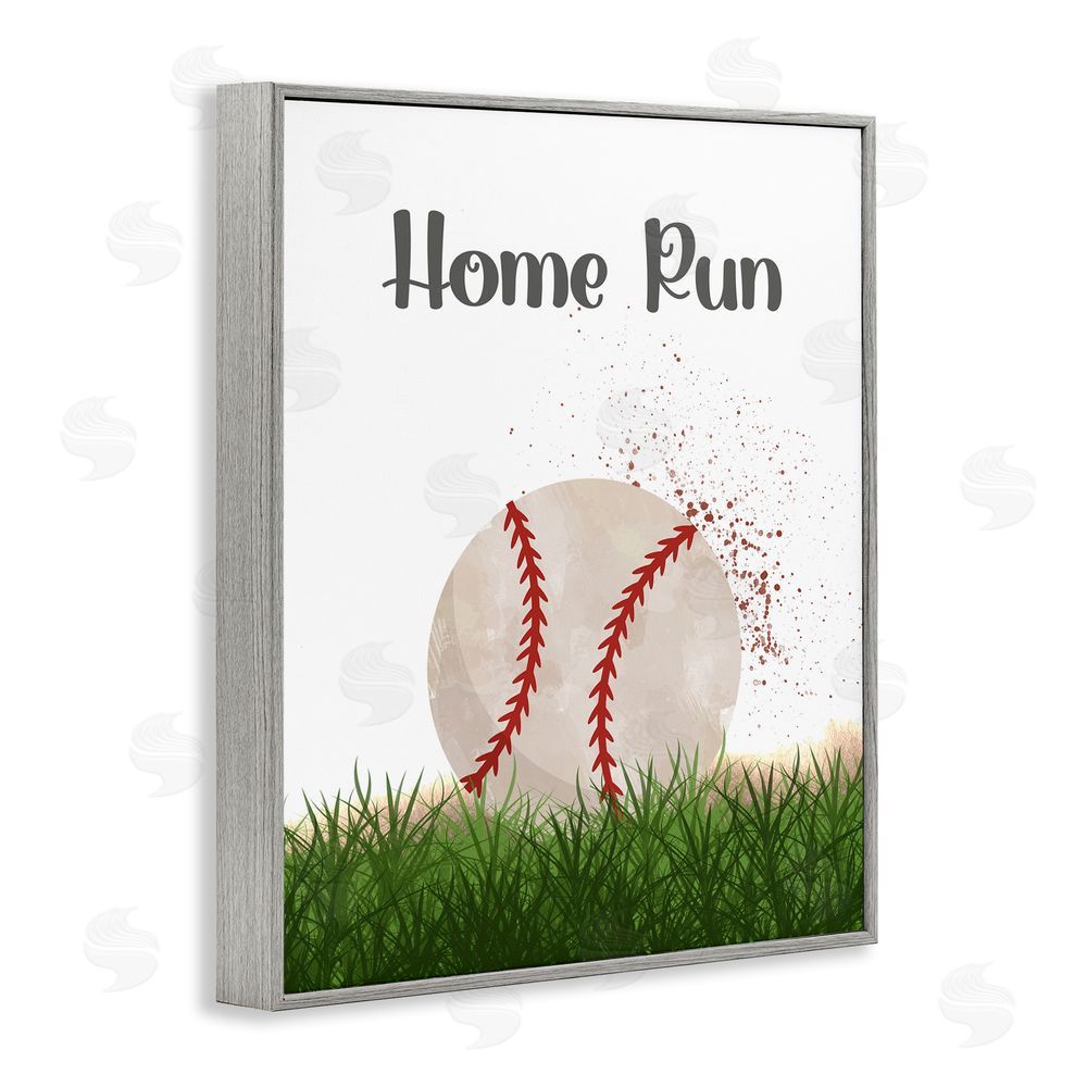 Christine Simpson Art Have A Ball Home Run Gray Framed Giclee Wall Art Print