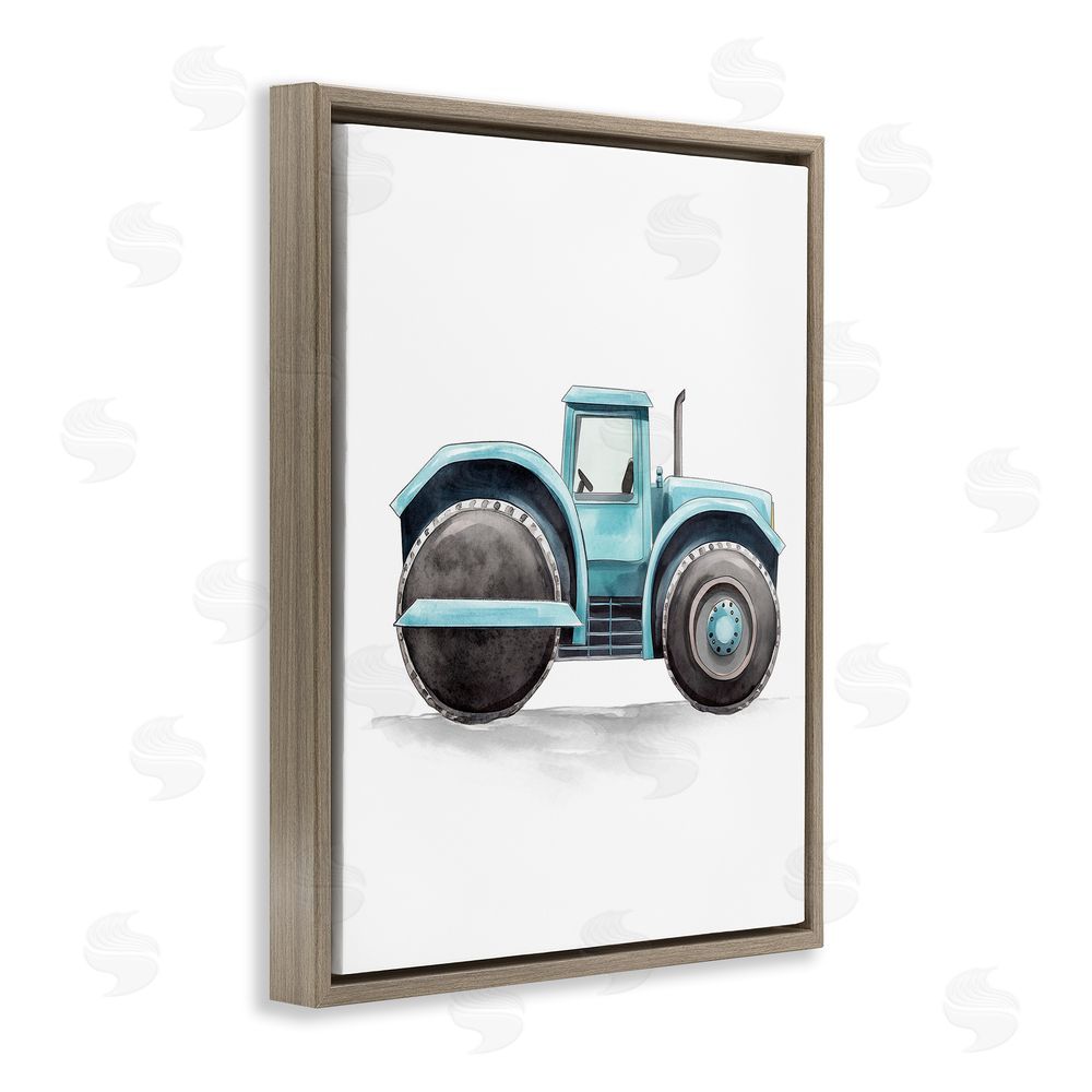 Christine Simpson Art Working Trucks Tractor Brown Floating Frame Canvas Wall Art Print