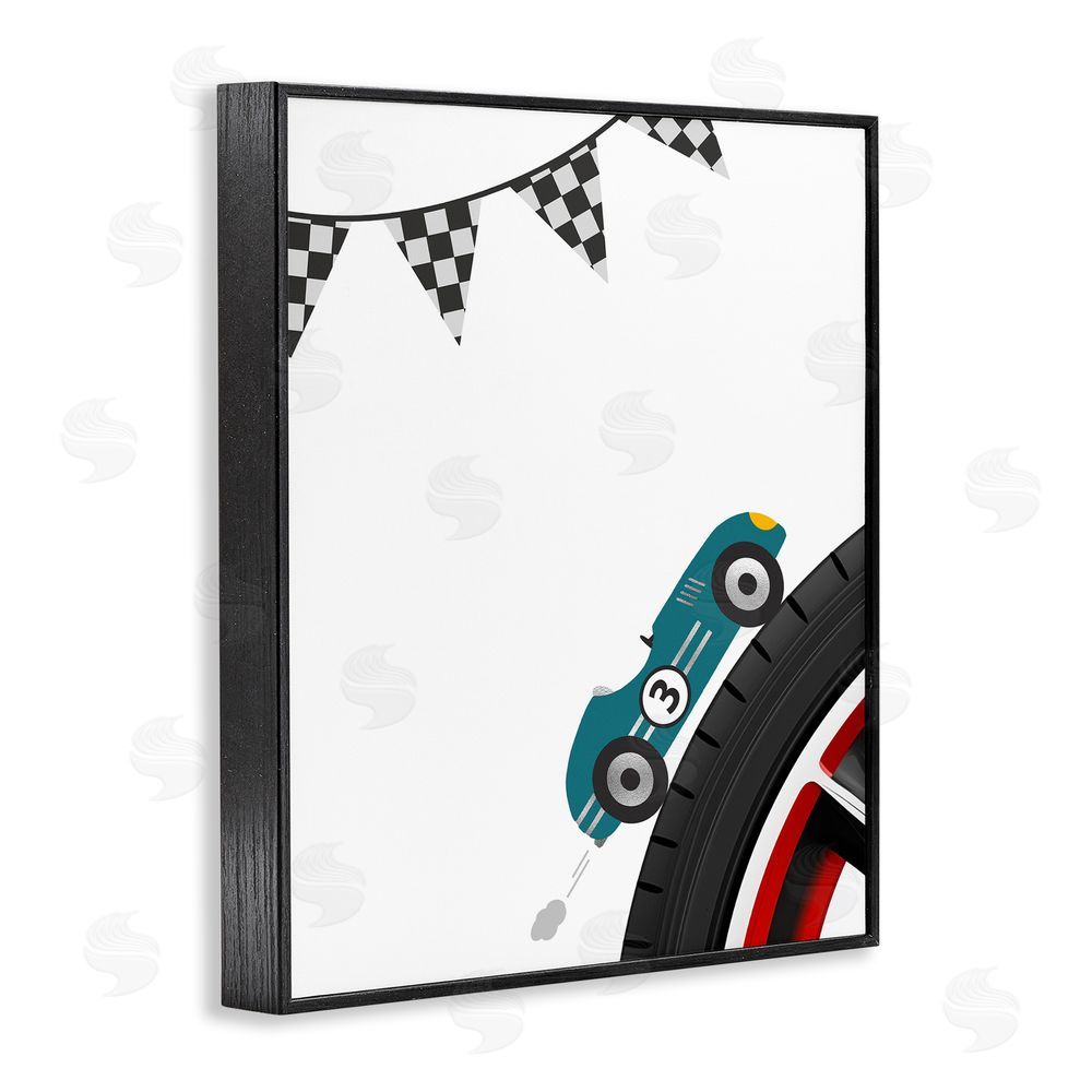 Christine Simpson Art Fast Lane Racecar Black Framed Giclee Wall Art Print