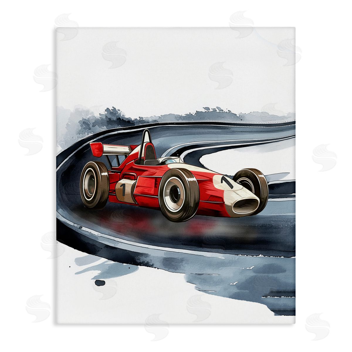 Christine Simpson Art Race Day F1 Car Canvas Wall Art Print