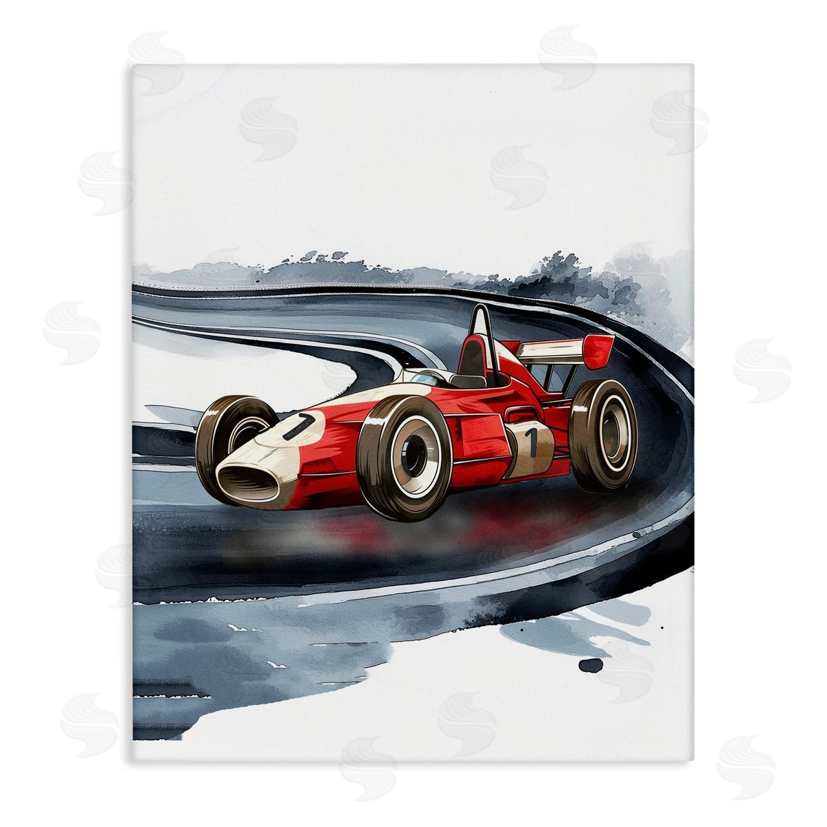 Christine Simpson Art Retro Race Day Car Canvas Wall Art Print