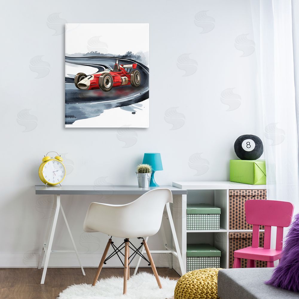 Christine Simpson Art Retro Race Day Car Canvas Art on Wall