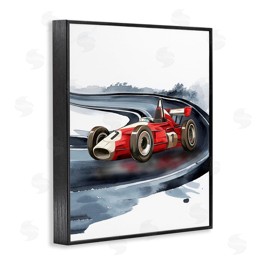 Christine Simpson Art Retro Race Day Car Black Framed Giclee Wall Art Print