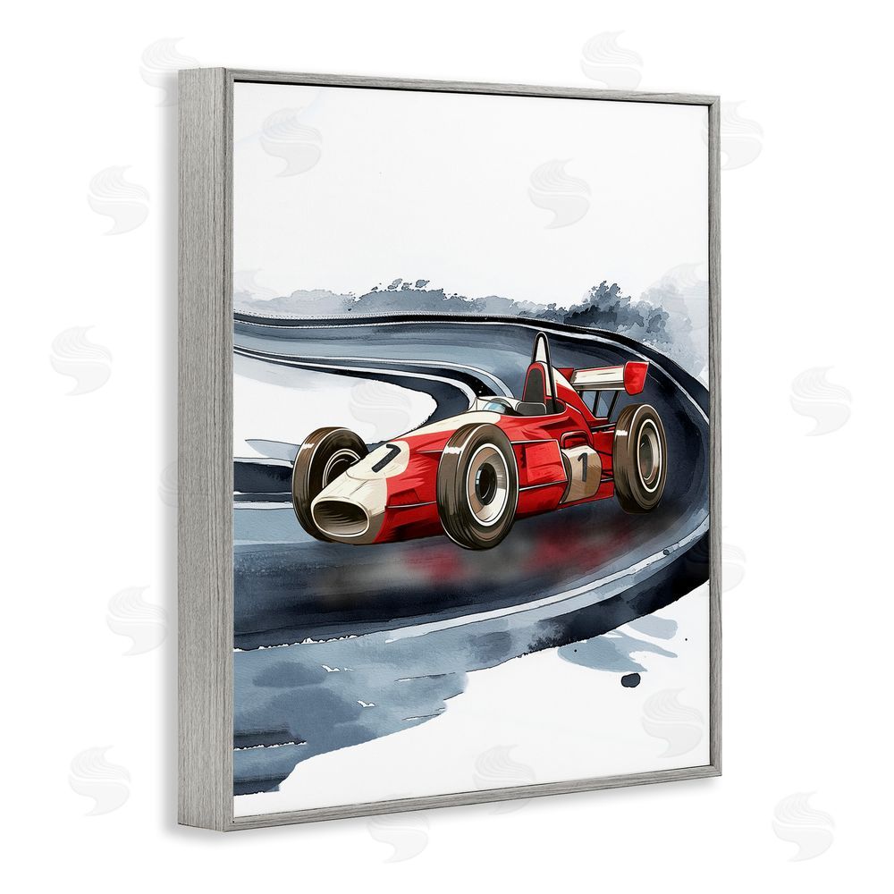 Christine Simpson Art Retro Race Day Car Gray Framed Giclee Wall Art Print