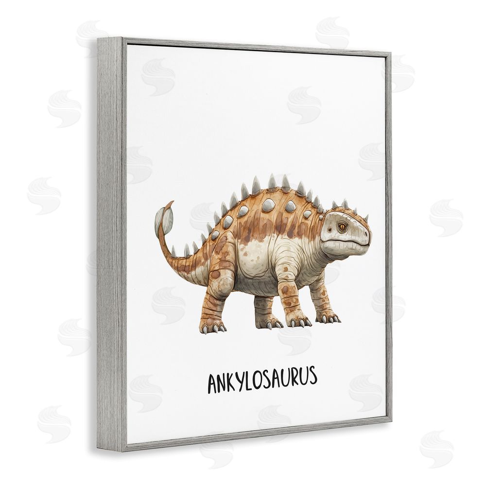 Christine Simpson Art Meet The Ankylosaurus Gray Framed Giclee Wall Art Print