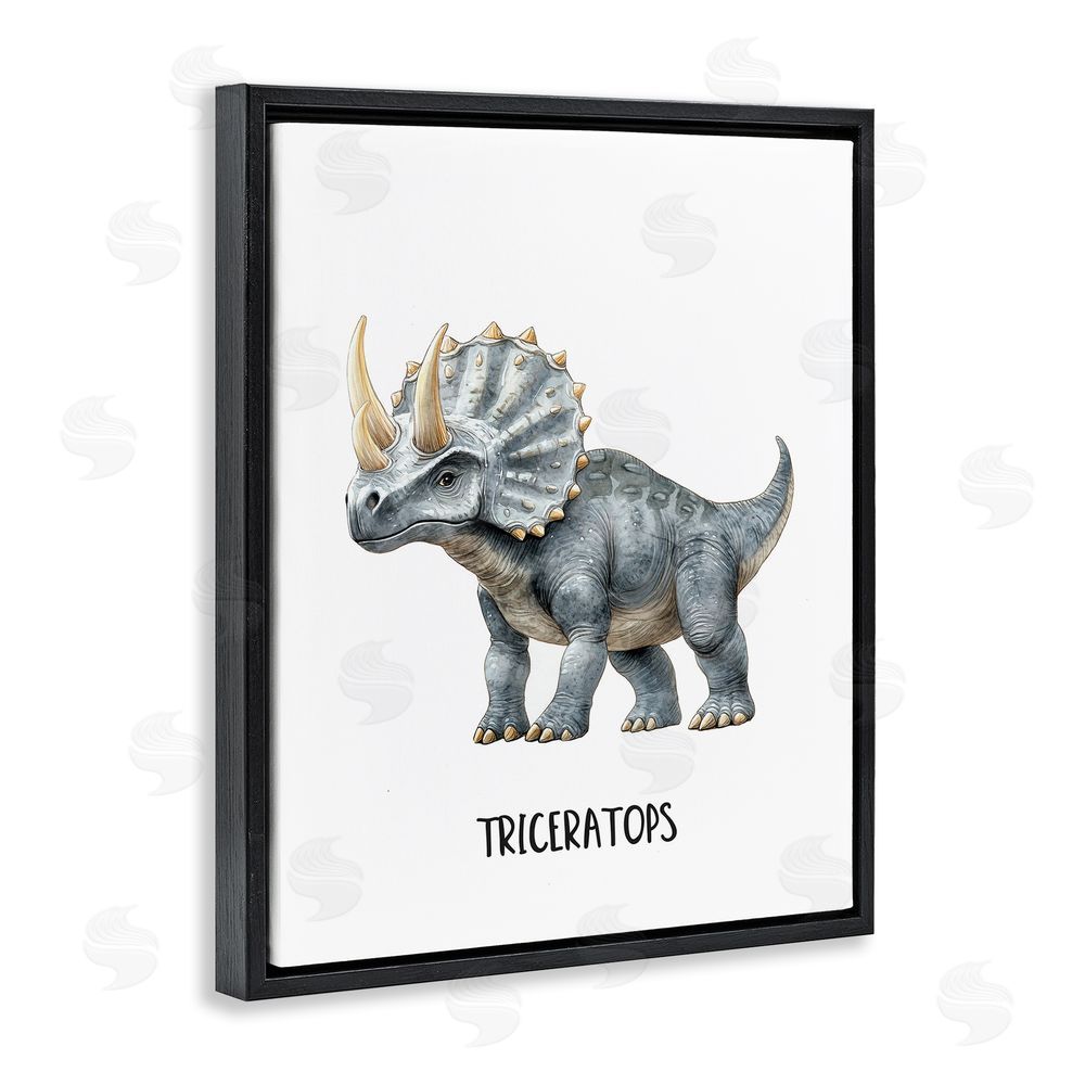 Christine Simpson Art Meet The Triceratops Black Floating Frame Canvas Wall Art Print