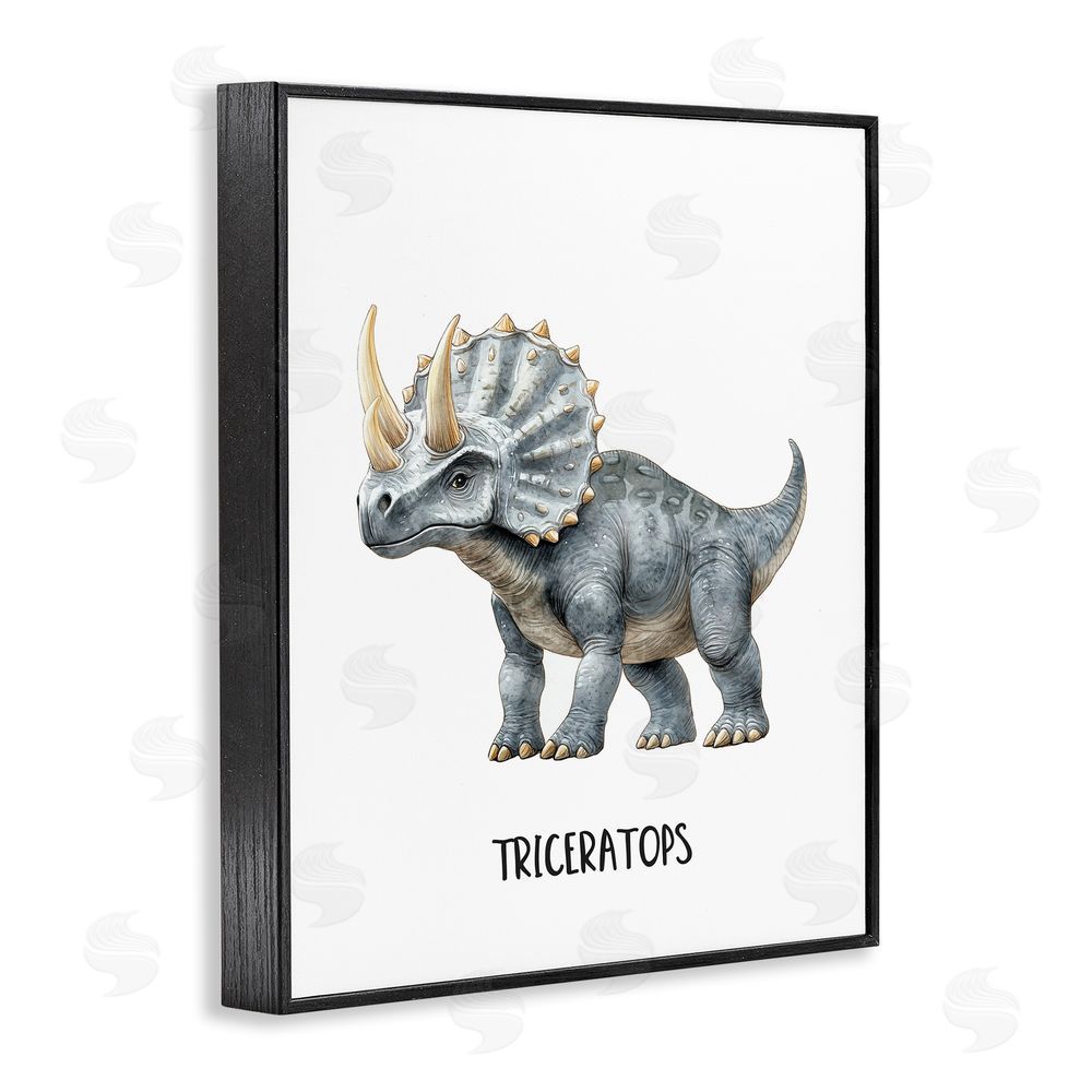 Christine Simpson Art Meet The Triceratops Black Framed Giclee Wall Art Print