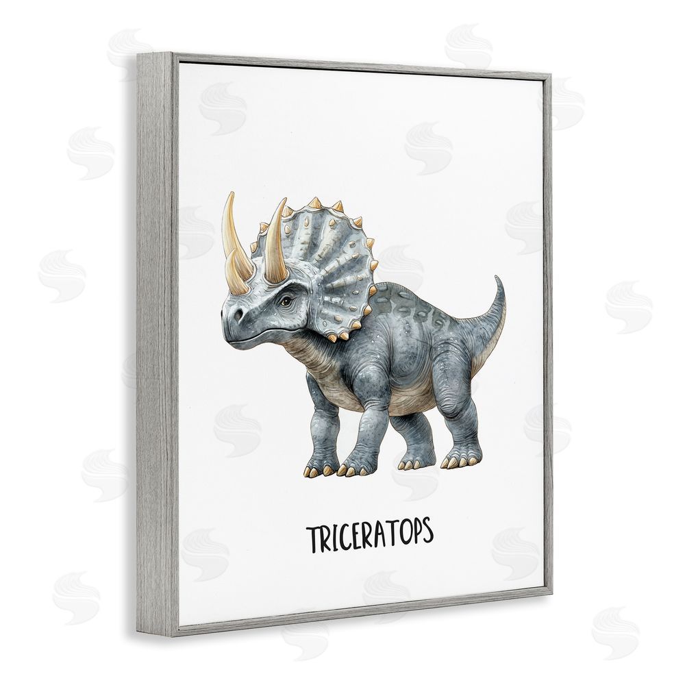 Christine Simpson Art Meet The Triceratops Gray Framed Giclee Wall Art Print