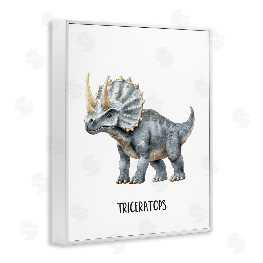 Christine Simpson Art Meet The Triceratops White Framed Giclee Wall Art Print