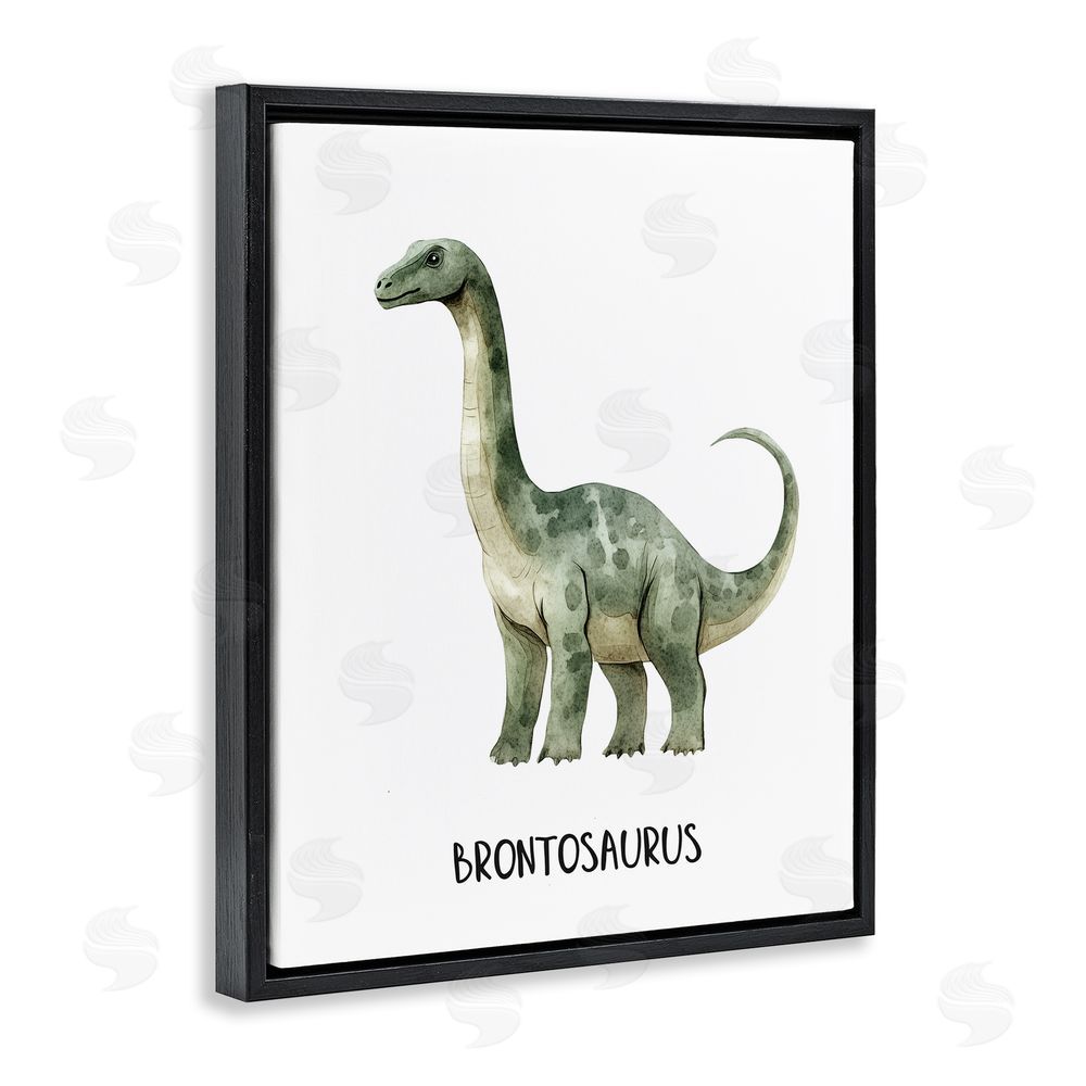 Christine Simpson Art Meet The Brontosaurus Black Floating Frame Canvas Wall Art Print