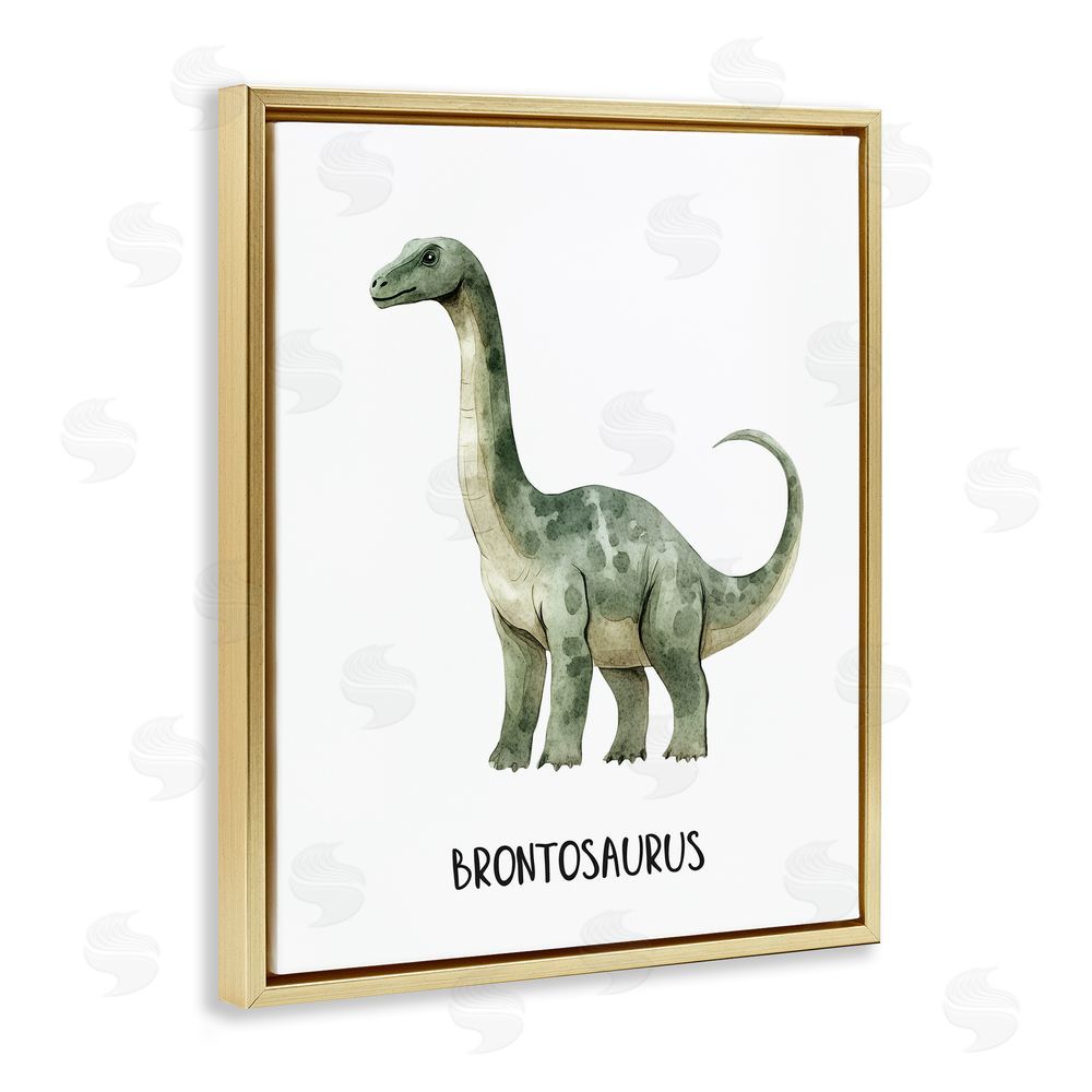 Christine Simpson Art Meet The Brontosaurus Gold Floating Frame Canvas Wall Art Print