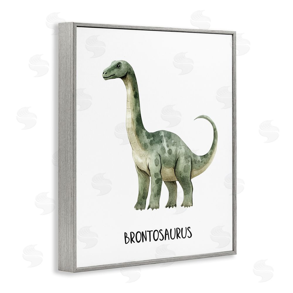 Christine Simpson Art Meet The Brontosaurus Gray Framed Giclee Wall Art Print
