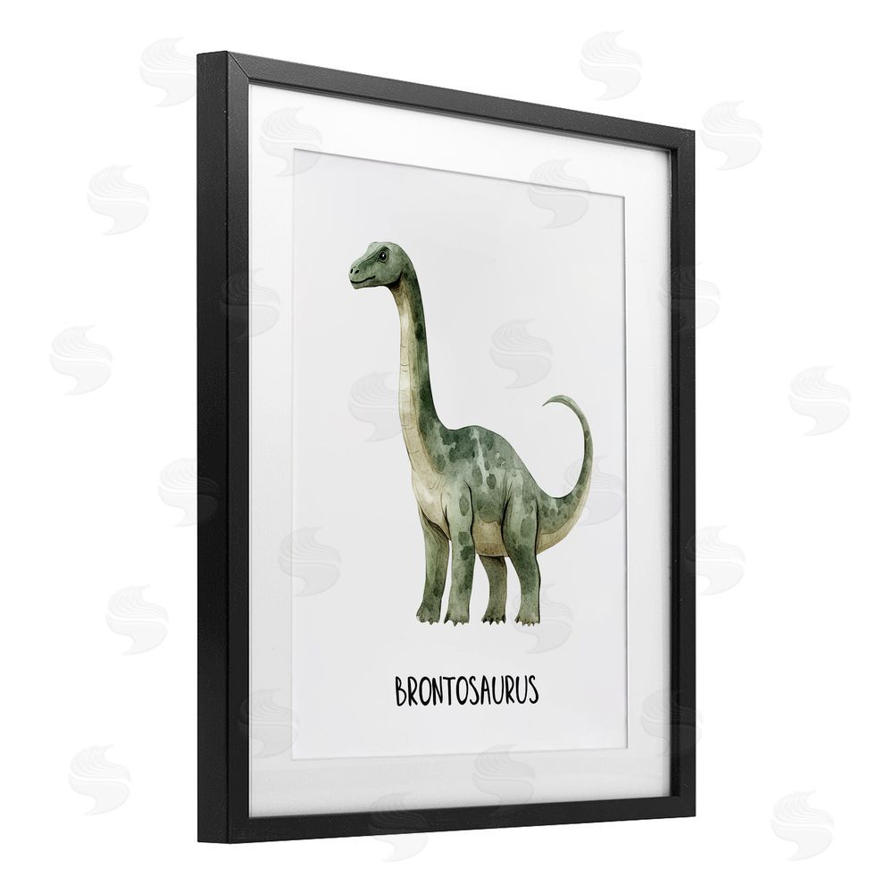 Christine Simpson Art Meet The Brontosaurus Black Framed Print Under Glass with White Mat Wall Art