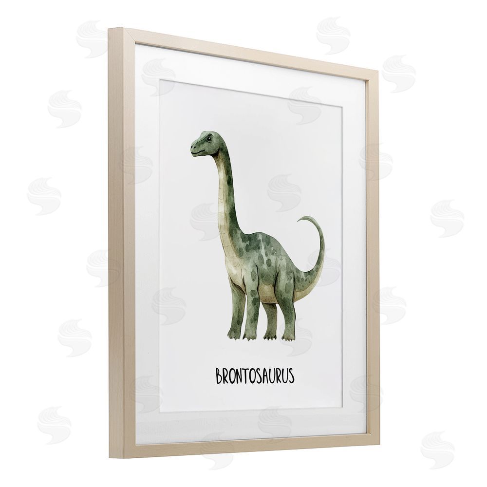 Christine Simpson Art Meet The Brontosaurus Birch Framed Print Under Glass with White Mat Wall Art