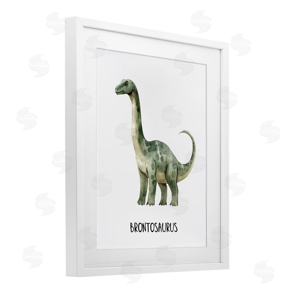 Christine Simpson Art Meet The Brontosaurus White Framed Print Under Glass with Mat Wall Art