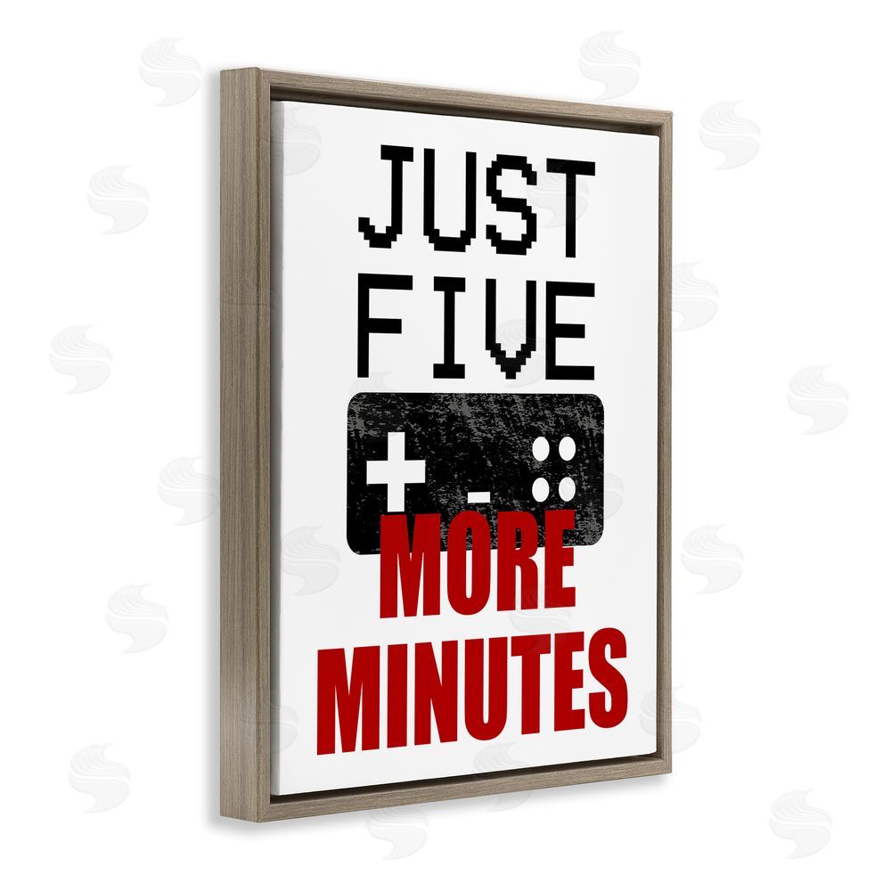 Kim Allen Five More Minutes Gamer Brown Floating Frame Canvas Wall Art Print