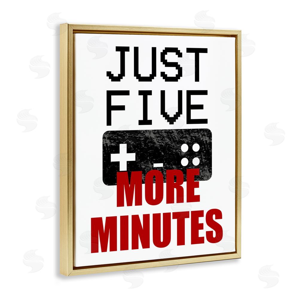 Kim Allen Five More Minutes Gamer Gold Floating Frame Canvas Wall Art Print