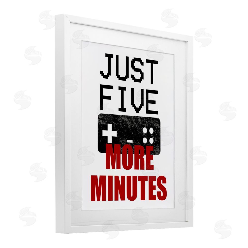 Kim Allen Five More Minutes Gamer White Framed Print Under Glass with Mat Wall Art