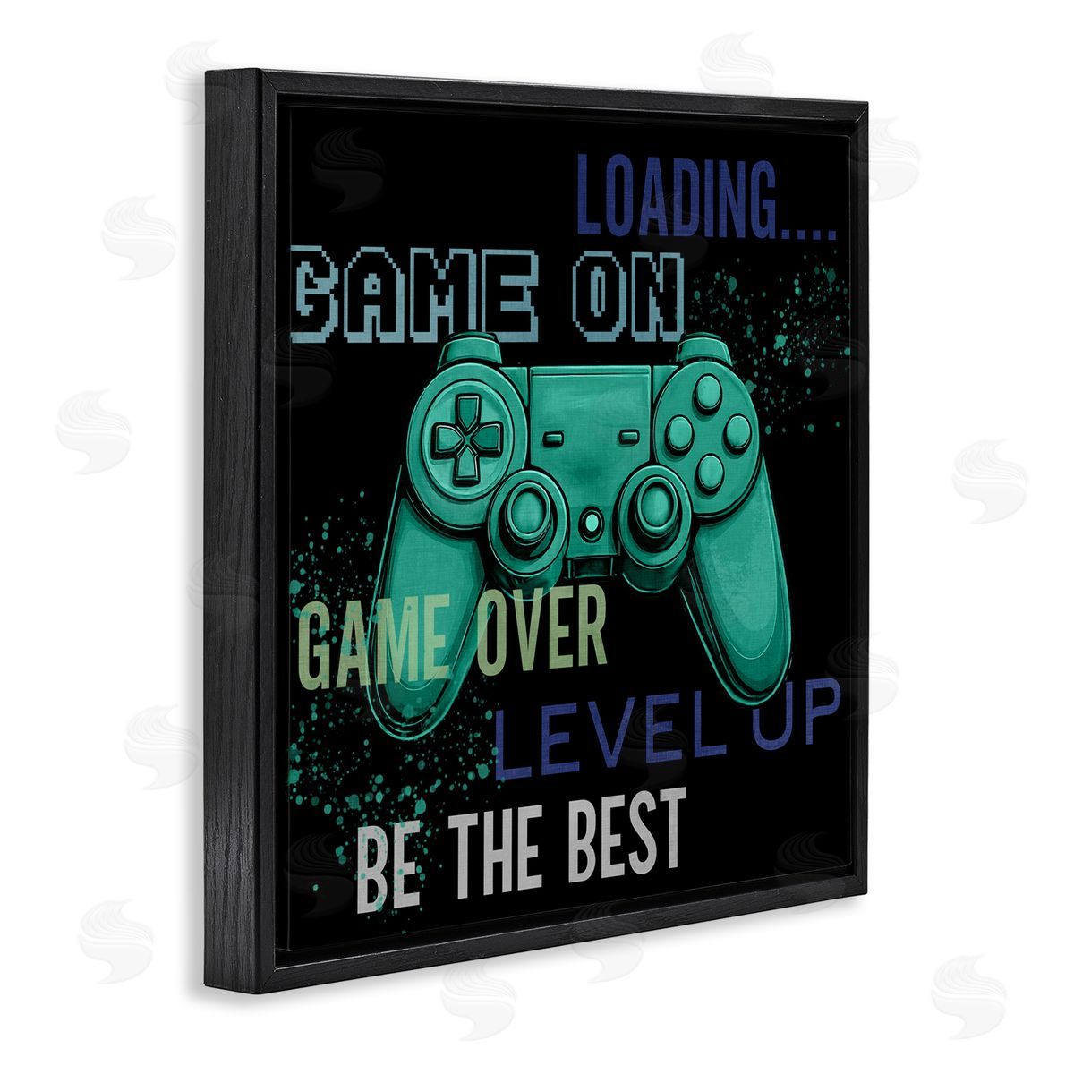 Kim Allen Game On Level Up Controller Black Floating Frame Canvas Wall Art Print
