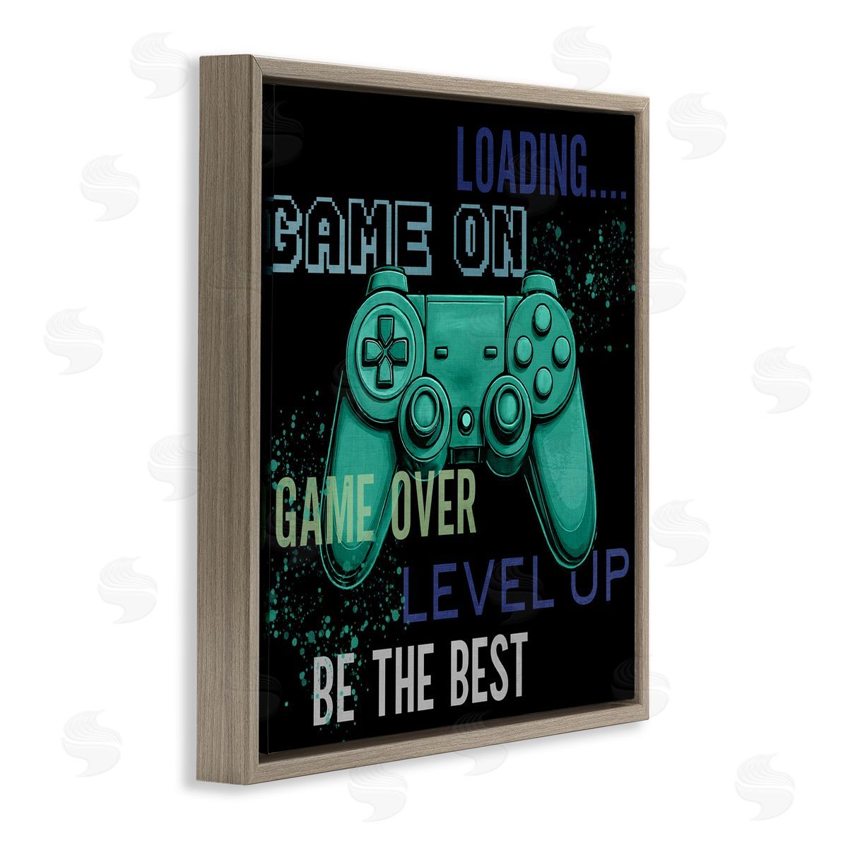 Kim Allen Game On Level Up Controller Brown Floating Frame Canvas Wall Art Print