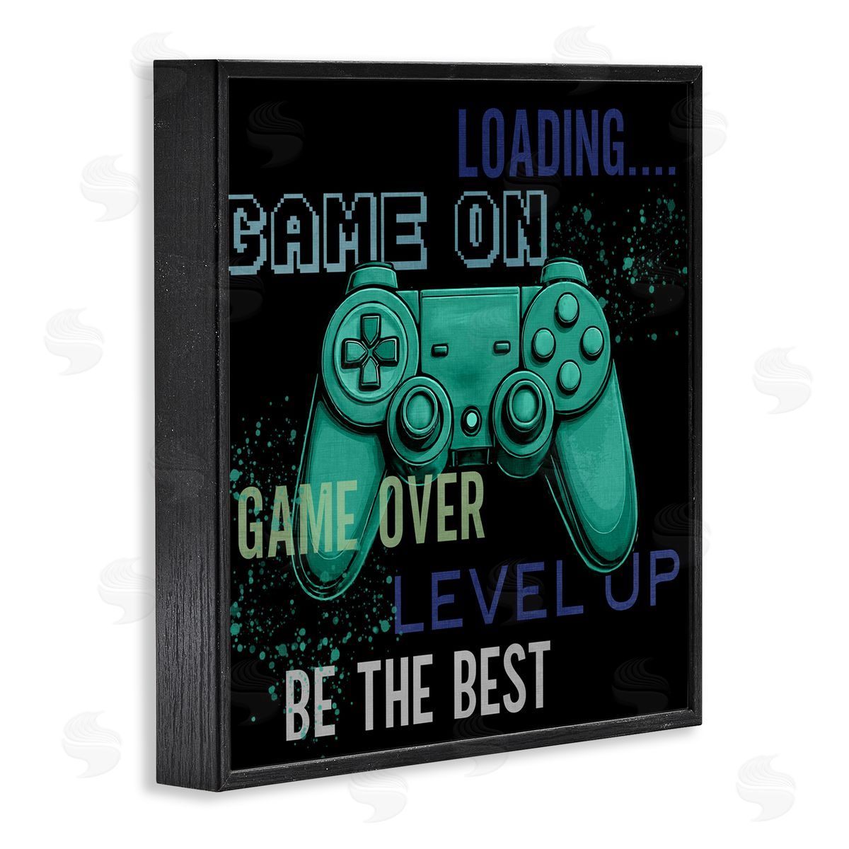 Kim Allen Game On Level Up Controller Black Framed Giclee Wall Art Print