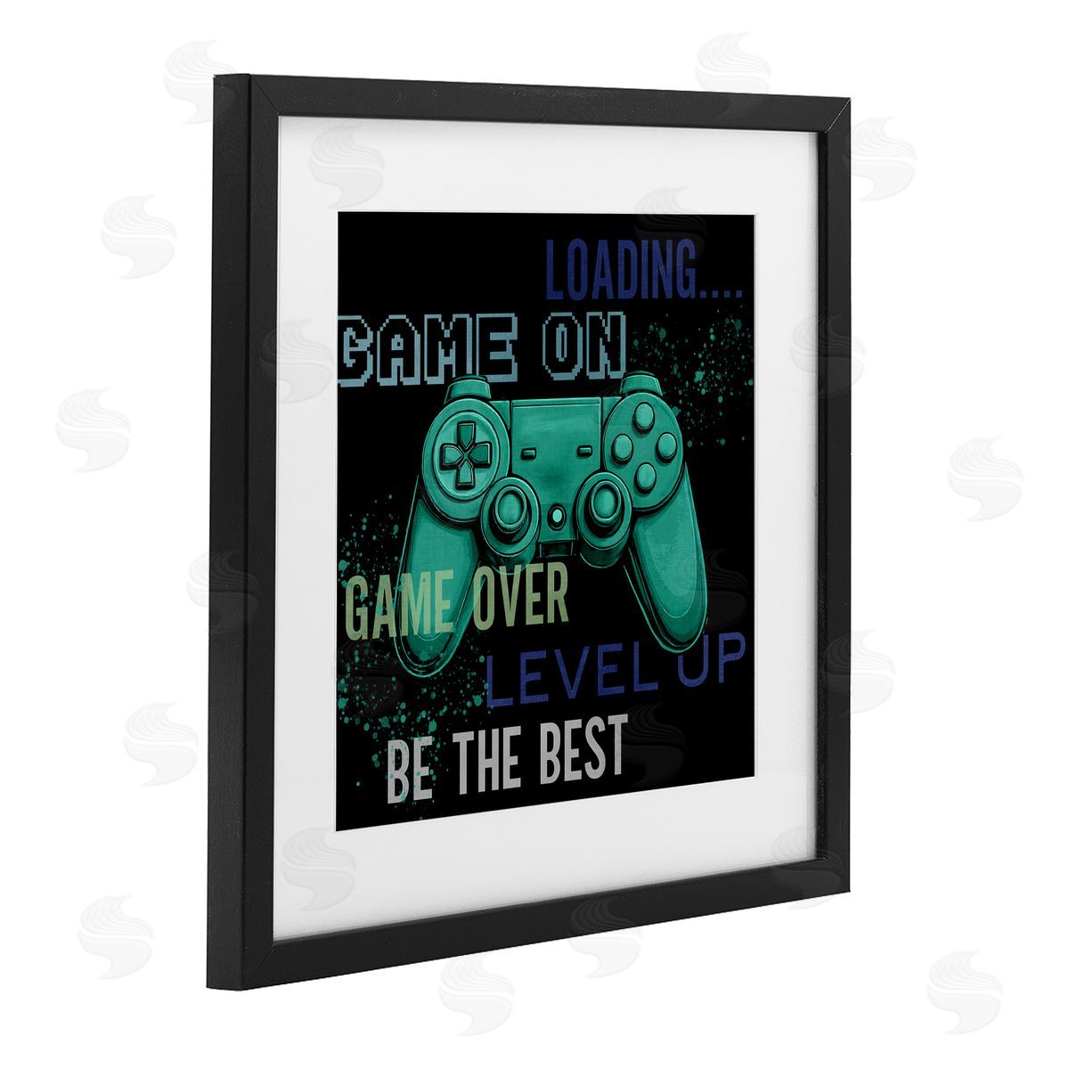 Kim Allen Game On Level Up Controller Black Framed Print Under Glass with White Mat Wall Art
